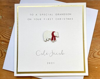 Personalisierte erste Weihnachtskarte - Junge / Mädchen / Tochter / Sohn / Nichte / Neffe / Enkel / Enkelin / Enkel