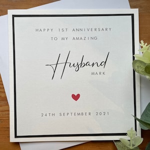 Tarjeta de Aniversario Personalizada - 1º / 5º / 10º / 20º - Esposo / Esposa