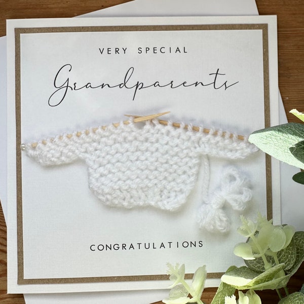 New Grandparents  Knitted Jumper Card - Grandparents To Be - New Baby - Grandma / Grandad / Nanny - Congratulations