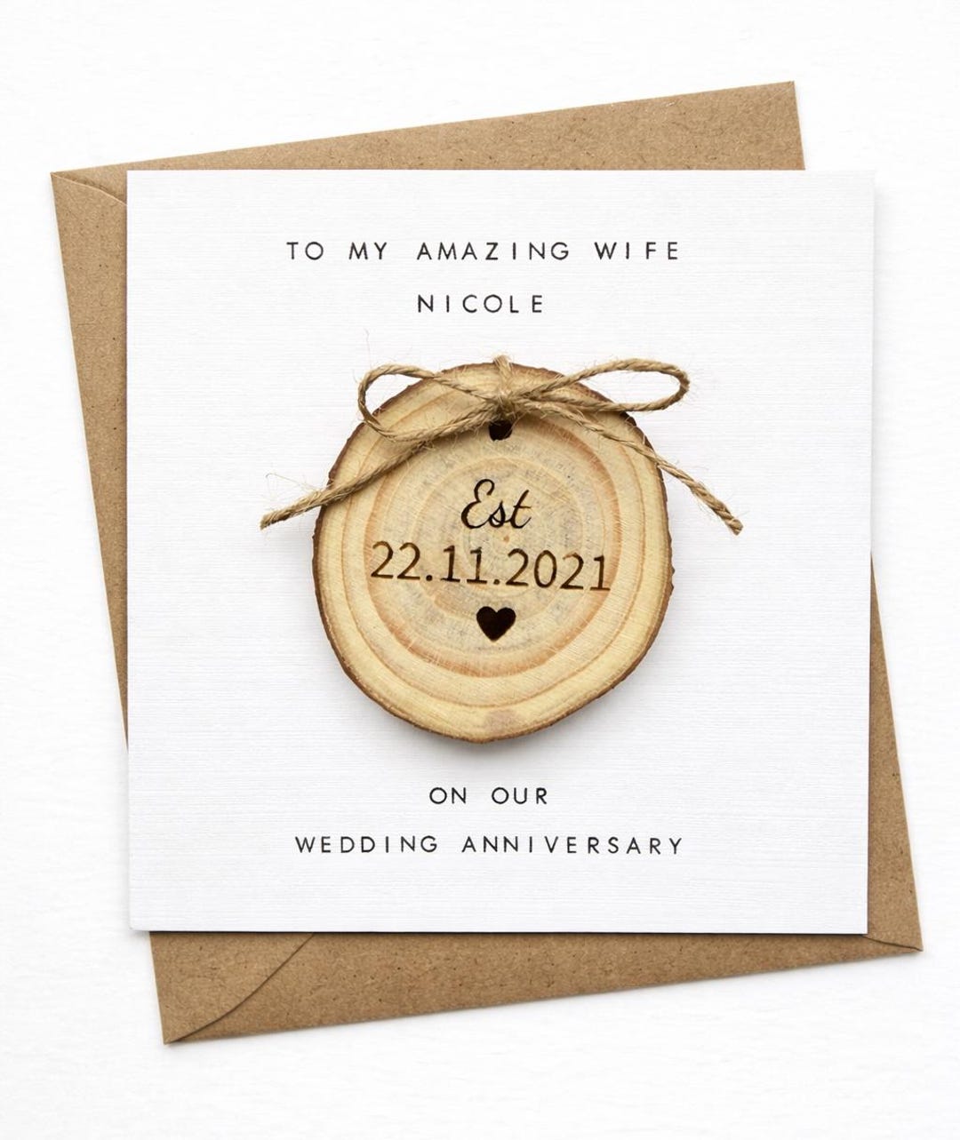 Personalised Anniversary Card - Engraved Date - Husband / Wfie - Etsy