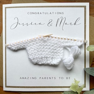 Personalised Parents To Be Knitted Jumper Card New Parents To Be New Baby Baby Shower Congratulations image 1