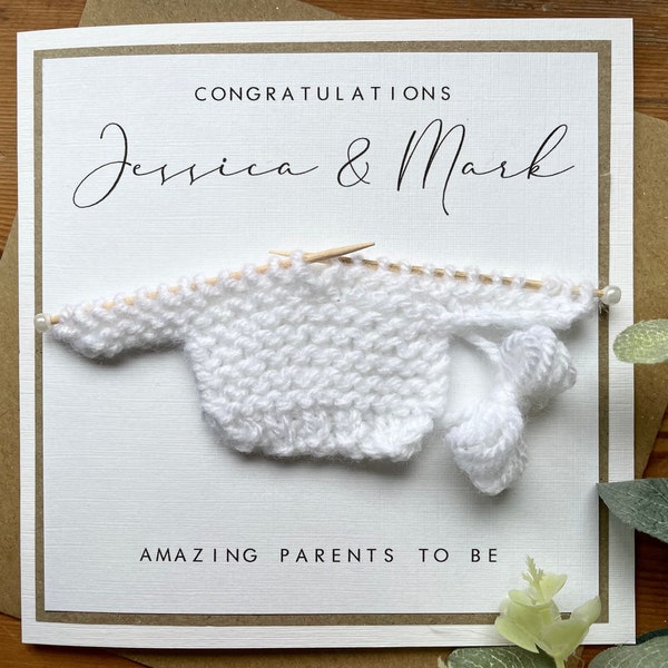 Personalised Parents To Be Knitted Jumper Card - New Parents To Be - New Baby - Baby Shower - Congratulations