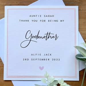 Cartão de agradecimento personalizado para madrinha - Padrinhos / Madrinha / Padrinho / Obrigado, Padrinhos, Batismo, Menino, Menina