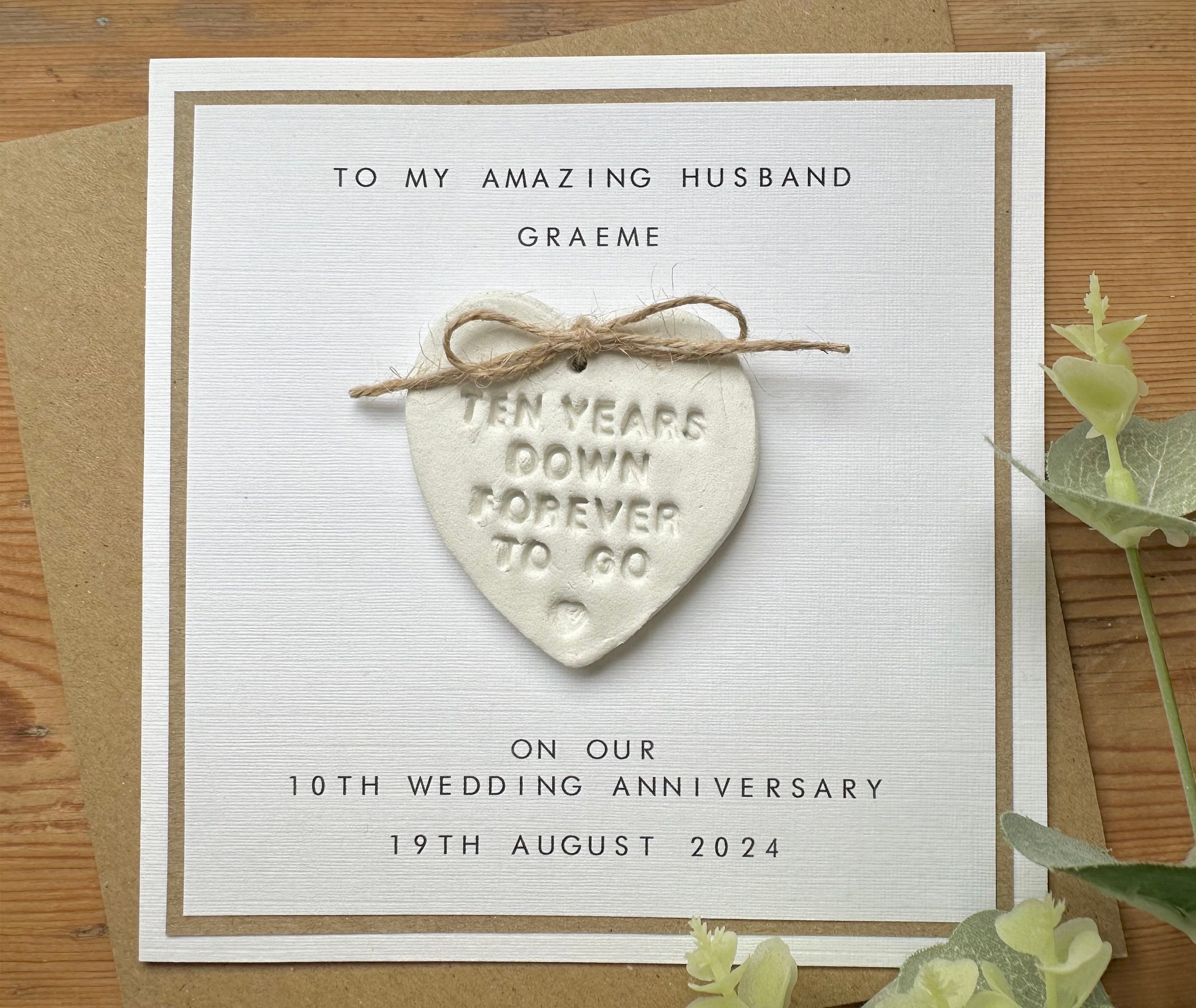10 Year Anniversary Gift for Him Wedding Anniversary Gift for Husband  Traditional 10th Anniversary Valentines Day Gift Hand Stamped 