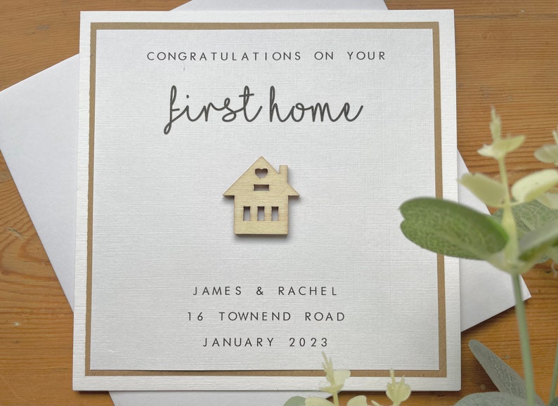 Personalised First Home Card Congratulations 1st Home / Flat / Apartment New Home Moving Card House Warming Card Happy New Home image 1