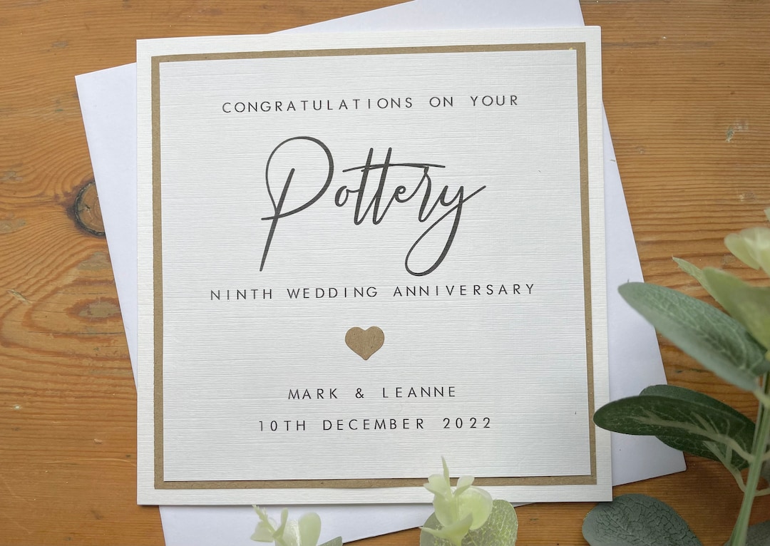9th Anniversary Card Personalised - Pottery - Husband / Wife / Son ...