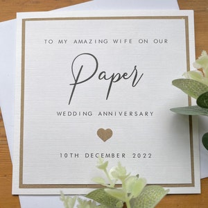 Tarjeta 1er Aniversario Personalizada - Papel - Esposo / Esposa - Primer Aniversario de Boda