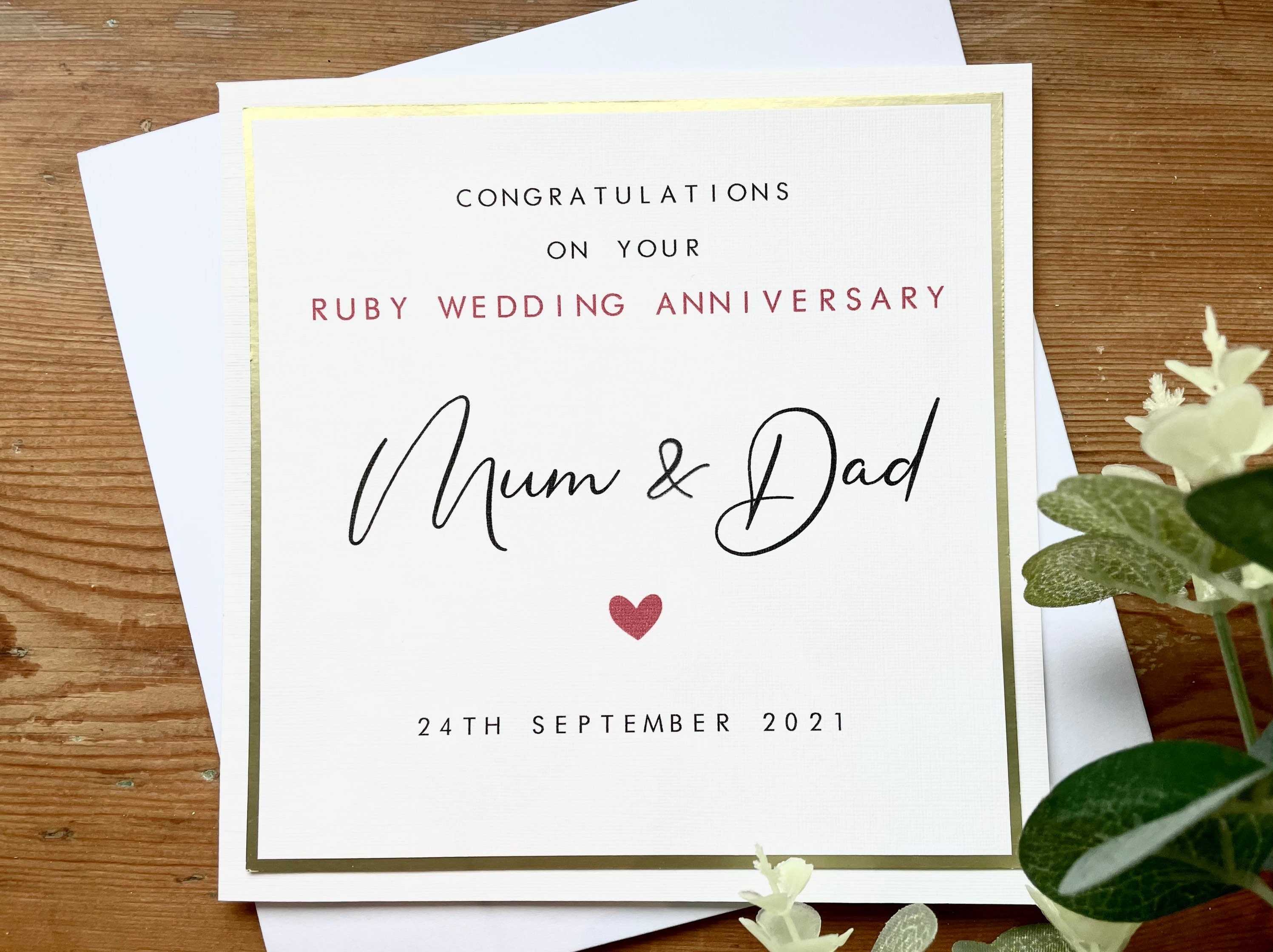 Personalised Ruby Wedding Anniversary Card - 40th Anniversary - Mum ...