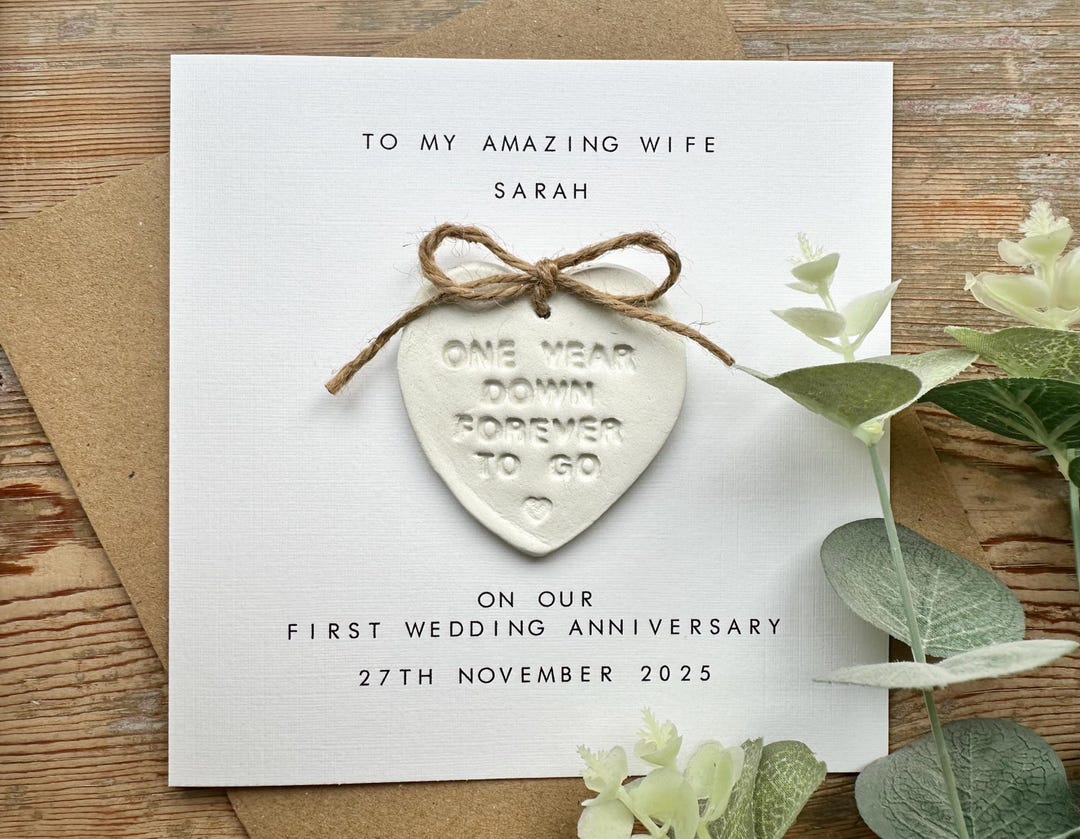 1st Anniversary Card Personalised - Husband / Wife - First Wedding ...