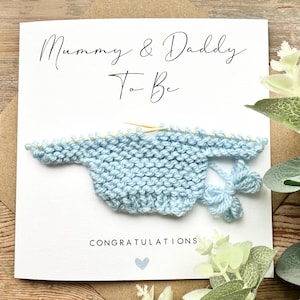 Mummy & Daddy To Be Knitted Jumper Card - New Parents To Be - New Baby - Baby Shower - Congratulations - Baby Boy - Blue