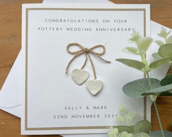 9th Anniversary Card Personalised - Pottery - Son / Daughter / Friend / Special Couple - Ninth Wedding Anniversary