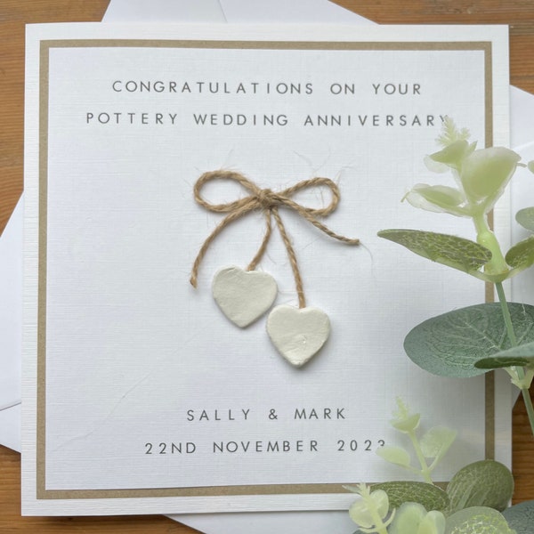 9th Anniversary Card Personalised - Pottery - Son / Daughter / Friend / Special Couple - Ninth Wedding Anniversary
