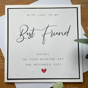 Carte de mariage personnalisée meilleur ami - mariée / ami / mari / demoiselle d'honneur / personnalisé