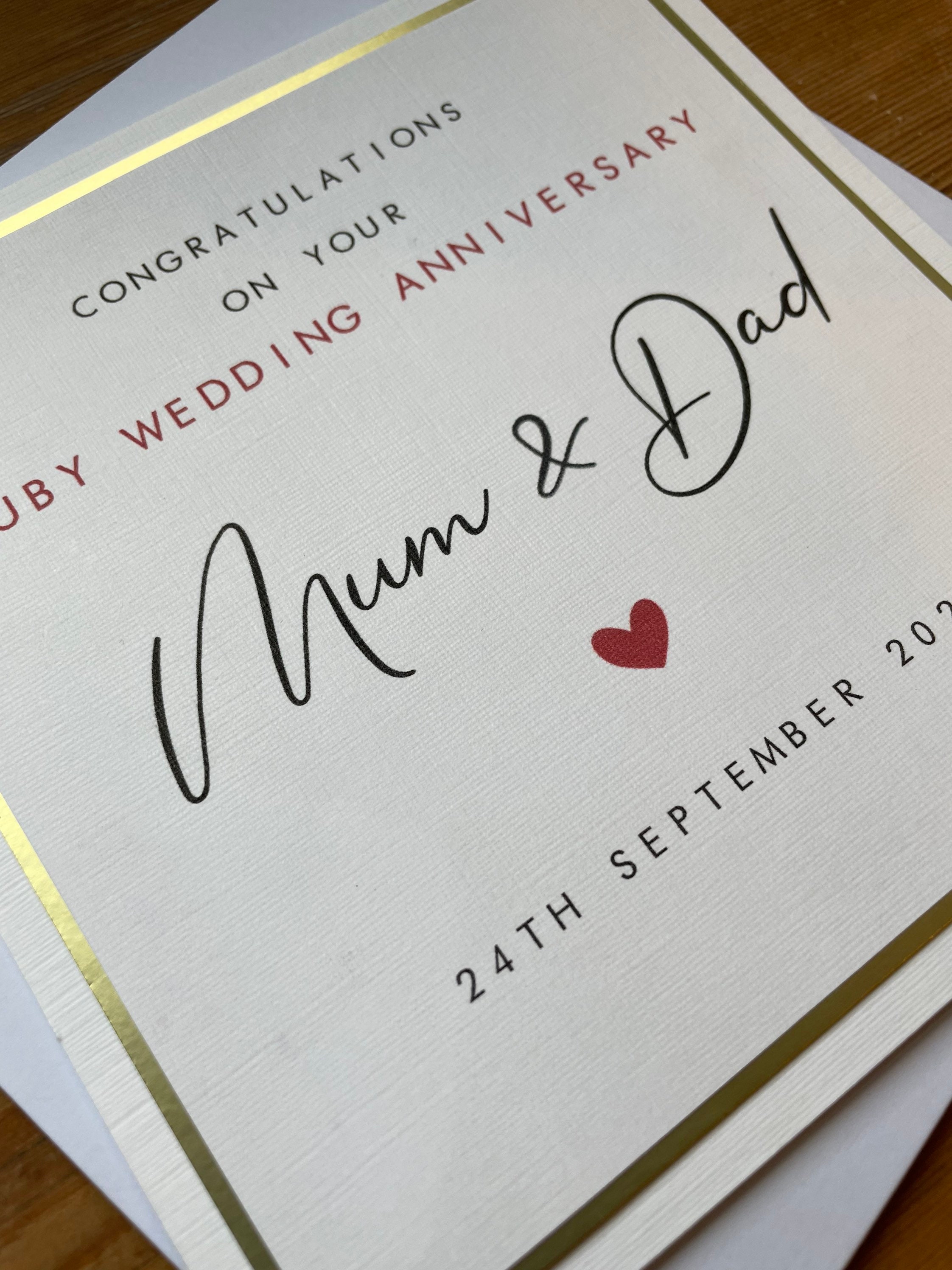 Personalised Ruby Wedding Anniversary Card - 40th Anniversary - Mum ...