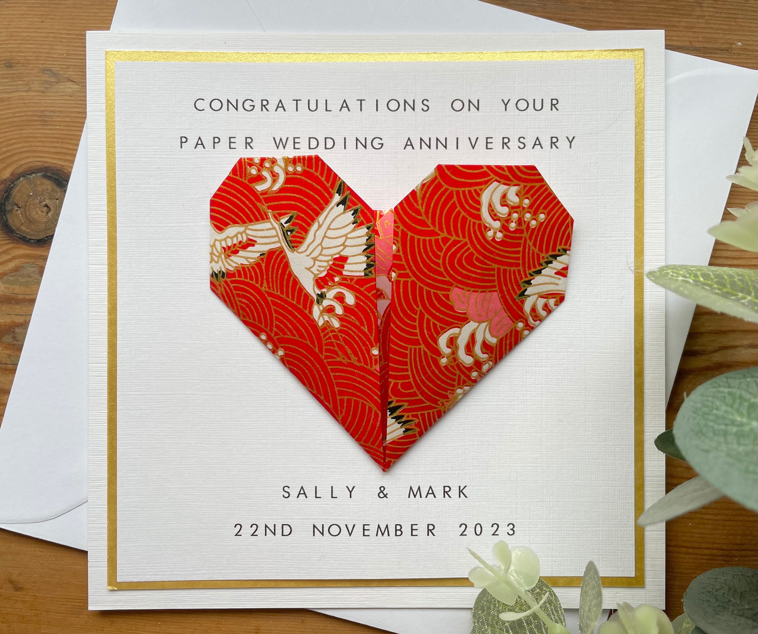 1st Anniversary Card Personalised Paper First Wedding Etsy UK