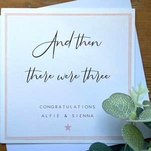 Et puis il y avait trois, carte de nouveaux parents - personnalisée - grossesse, baby shower, nouveau bébé, félicitations