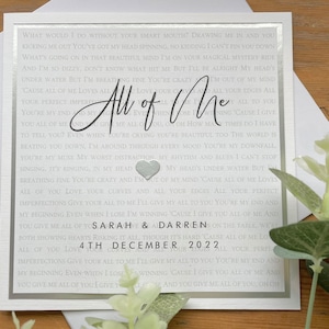 Individuelle Songtexte Karte - personalisierte Hochzeit - Lyrics print - Hochzeitsgeschenk - erster Tanz - Für Frau - Valentinstag