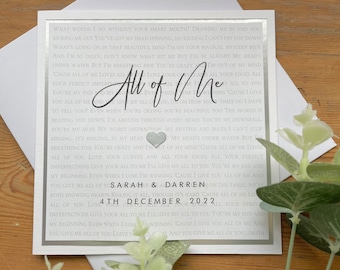 Custom Lyrics Card - personalised wedding - Lyrics print - wedding gift - first dance - For Wife - Valentines Day