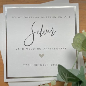 Tarjeta de aniversario de bodas de plata 25 personalizada - esposo / esposa - vigésimo quinto aniversario de bodas