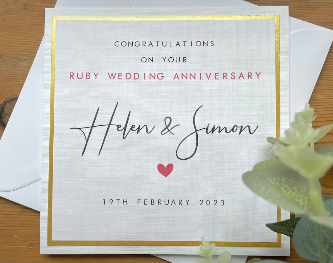 Personalised Ruby Wedding Anniversary Card - 40th Anniversary - Mum ...