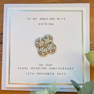 30 Jahre Jubiläumskarte personalisiert - Perle - Mann / Frau - Dreißigster Hochzeitstag