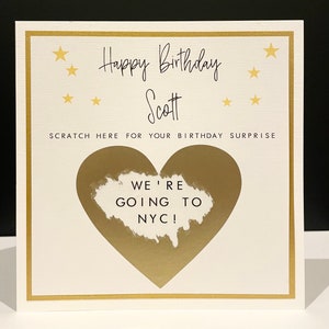 Biglietto di compleanno a sorpresa personalizzato - Gratta e rivela - Regalo / Biglietto da grattare - Compleanno speciale, 40°, 50°, 21°, 18°