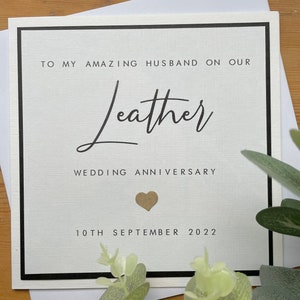 Tarjeta de 3er Aniversario Personalizada - Cuero - Esposo / Esposa - Tercer Aniversario de Boda
