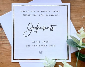 Personalised Thank You Godparents Card - Godparents / Godmother / Godfather/ Thankyou, Godparents, Baptism, Boy, Girl