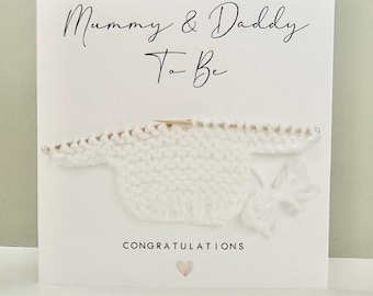 Mummy & Daddy To Be Knitted Jumper Card - New Parents To Be - New Baby - Baby Shower - Congratulations - gender neutral