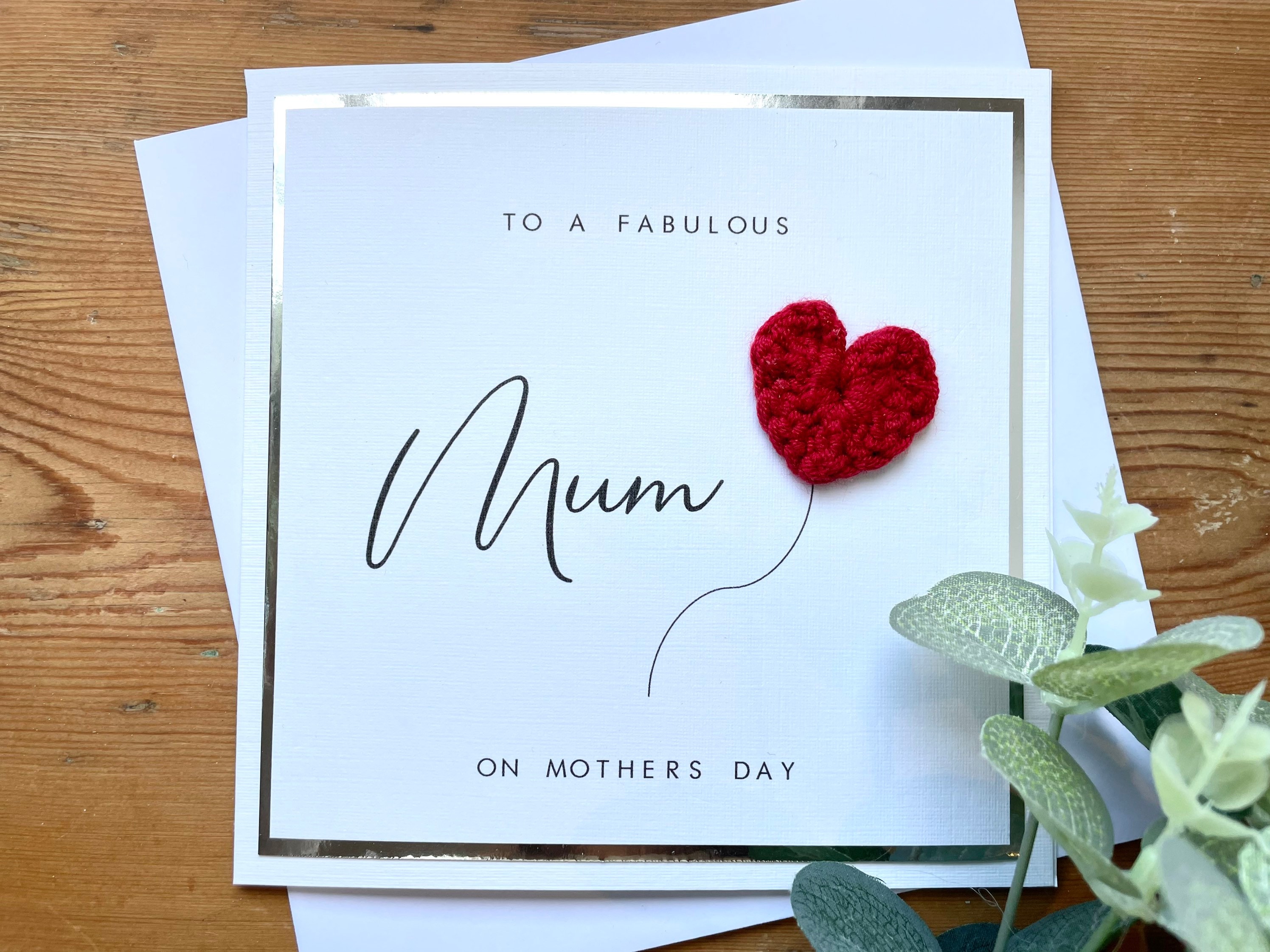 Mothers Day Card With Crochet Heart - Fabulous Mum / Mother / Mummy ...