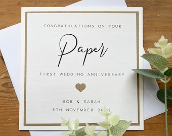 1st Anniversary Card Personalised - Son / Daughter / Friends - First Wedding Anniversary