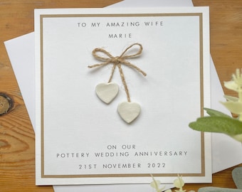 9th Anniversary Card Personalised - Pottery - Husband / Wife / Son Daughter - Ninth Wedding Anniversary