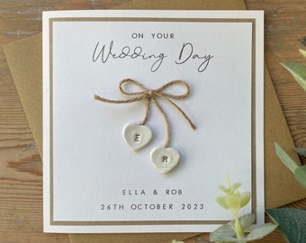 Personalised Wedding Day Card With Clay Initials -  Son, Daughter, Niece, Nephew, In Law