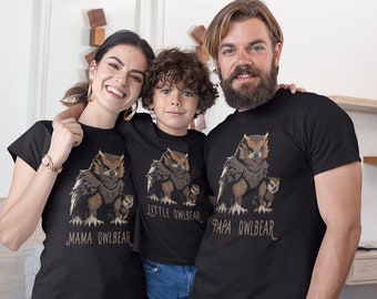 Owlbear Coordinating Family Shirts - Brother Sister Little Owlbear, DND Family Apparel, DND Kids, Papa Owlbear, Mama Owlbear, TTRPG Family