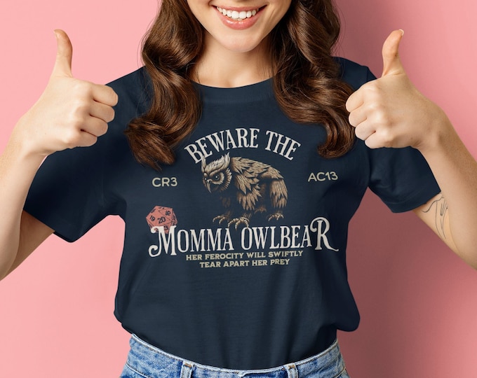 D&D Momma Owlbear T-shirt - Dungeons and Dragons Inspired, Vintage Style DnD Tee, Dungeon Mistress Gift, Dungeon Mommy Tee, DnD Gift For Mom
