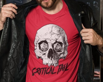 Critical Fail Skull TTRPG Shirt - Dnd T-shirt, Dungeons & Dragons D20 Critical Failure, Gifts For Geeks, Dnd Skull Tee, Natural 1 Shirt