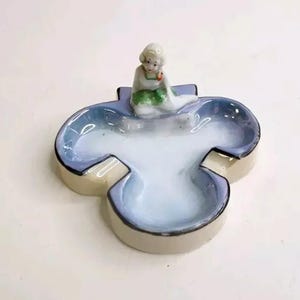 Vintage Porcelain Art Deco Ashtray Trinket Dish Little Girl Japan