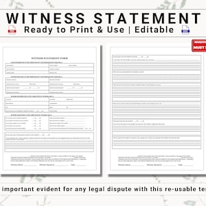 Witness Statement | Create Automatic Systems for Collecting Detailed, Written Evidence To Help Resolve Any Civil / Criminal / Injury Dispute