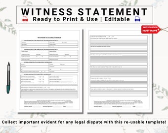 Witness Statement | Create Automatic Systems for Collecting Detailed, Written Evidence To Help Resolve Any Civil / Criminal / Injury Dispute