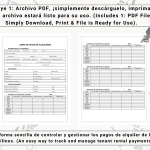 Rent Payment Ledger in Spanish | Libro De Alquileres En Español | Track ...