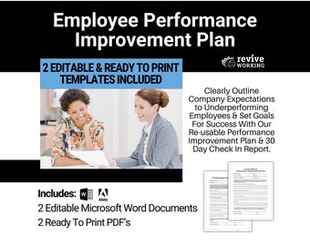 Employee Performance Improvement Plan & 30-Day Follow Up Review Set | Train Employees On Company Policies and Promote Employee Growth Today!
