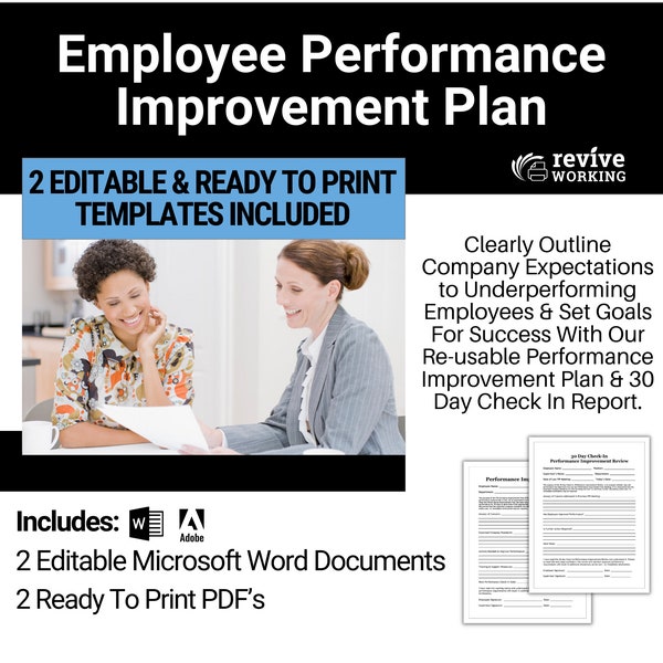 Employee Performance Improvement Plan & 30 Day Follow up Review Set Etsy UK