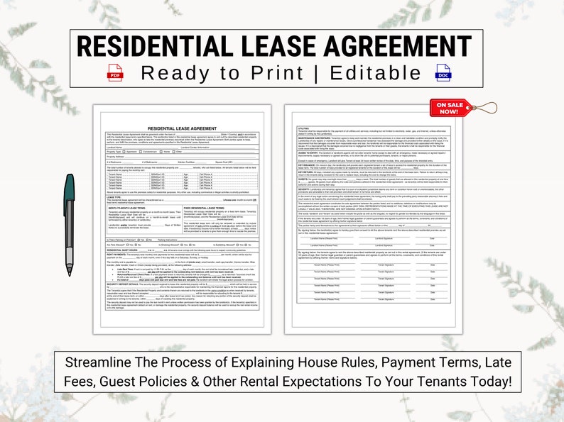 Residential Lease Agreement Simply Explain Rent Payment Details, House