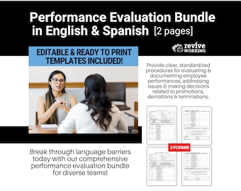 Employee Performance Review In English & Spanish | Plantilla De Evaluación Del Desempeño De Los Empleados En Inglés y Español | HR Templates