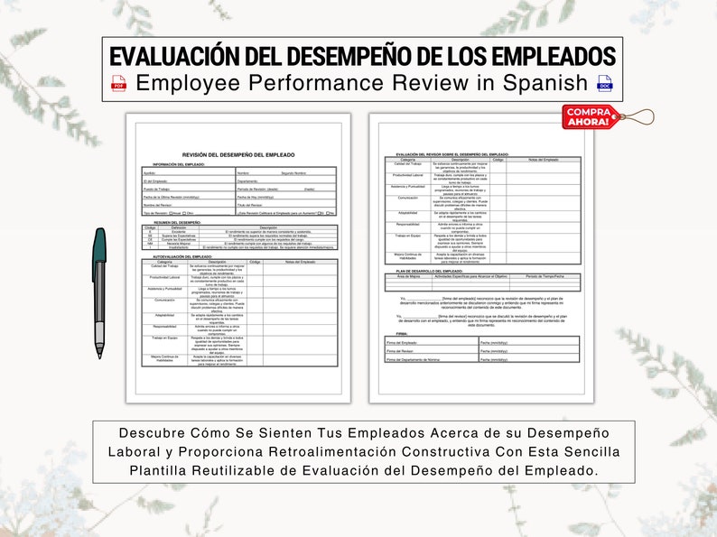 Evaluación Del Desempeño Del Empleado Employee Performance Evaluation Form in Spanish ayuda a