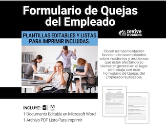Formulario de Quejas, Incidentes y Problemas de Empleados | Employee Complaints, Incidents & Issues Form in Spanish | Give Your Team A Voice
