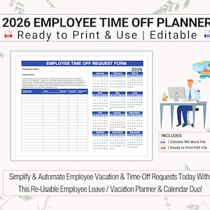 2026 Employee Time-Off Planning Calendar For PTO, Leave & More! Establish A Fair System For Approving / Denying Employee Leave And Absences