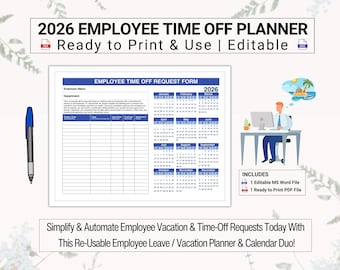 2026 Employee Time-Off Planning Calendar For PTO, Leave & More! Establish A Fair System For Approving / Denying Employee Leave And Absences