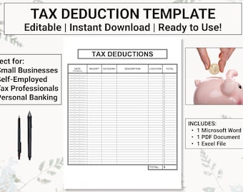 Tax Write off Template Etsy