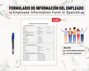 Información del Empleado y Formulario de Contacto de Emergencia | Employee Information & Emergency Contact Form In Spanish | Manager Forms